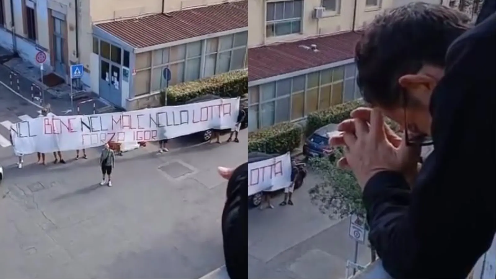 “Nel bene, nel male, nella lotta”. Igor Protti, lo striscione dei tifosi fuori dall’ospedale. Lui in lacrime: “Grazie”