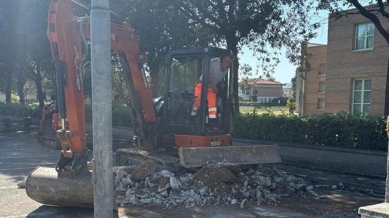 Ruspe in azione sul cantiere per la pista ciclabile ’Mare-Monti’ a Lido di Camaiore