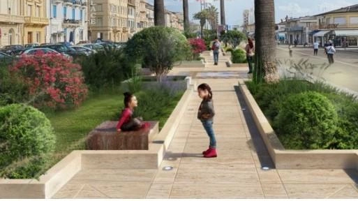 Un. rendering della nuova Passeggiata. Il. progetto – che prevede un investimento da. 14milioni di euro – è. realizzato dall’ingegnere Emanuele Donadel
