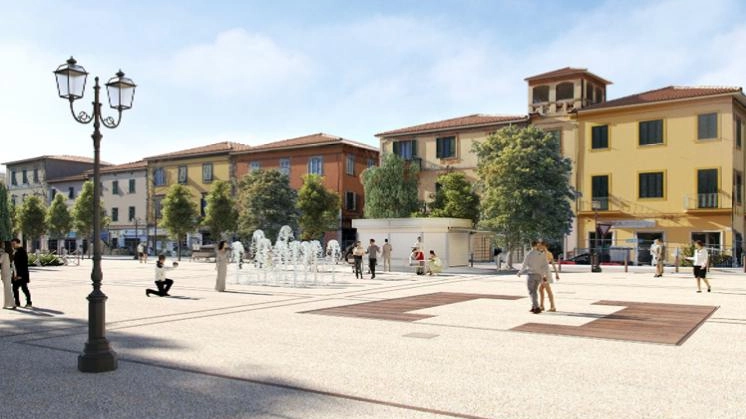 Il rendering di piazza della Repubblica a Ponsacco in base al progetto predisposto dalla precedente amministrazione comunale Il rendering di piazza della Repubblica a Ponsacco in base al progetto predisposto dalla precedente amministrazione comunale