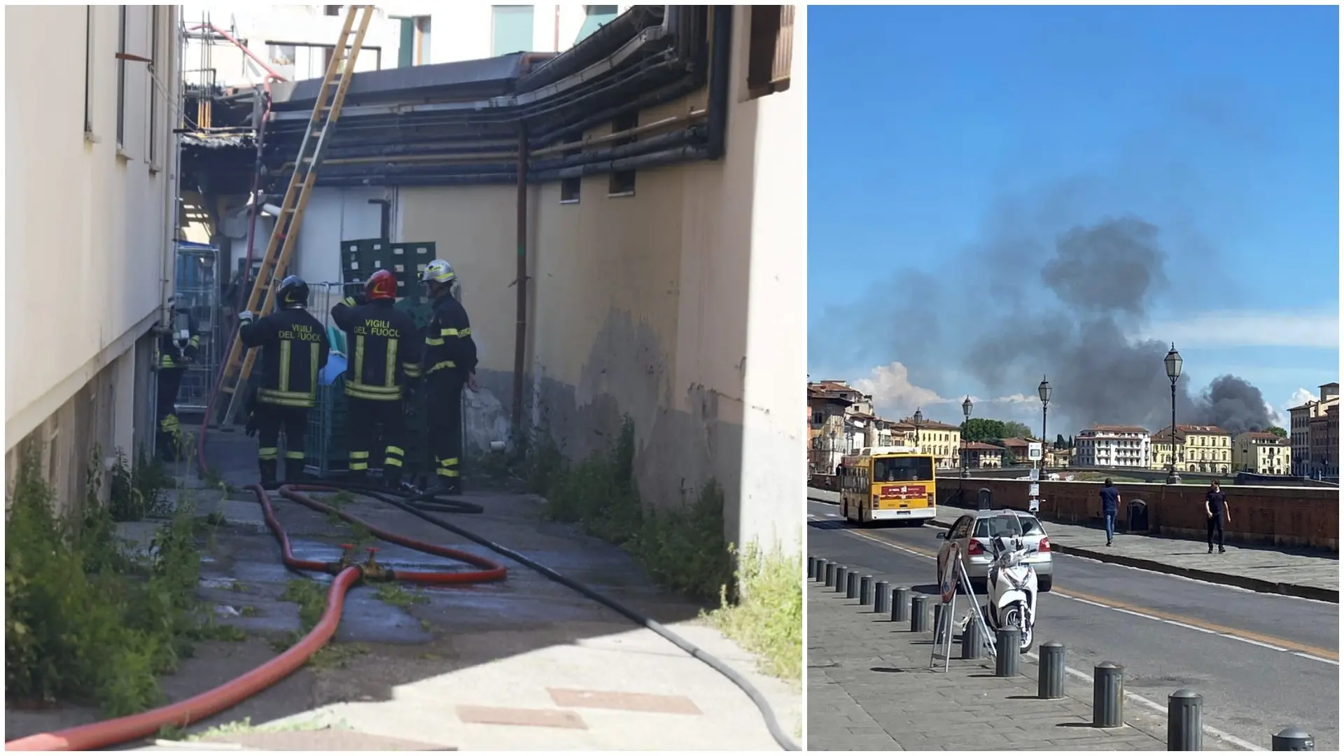 Pisa, incendio in via San Michele degli Scalzi: l’intervento dei vigili del fuoco