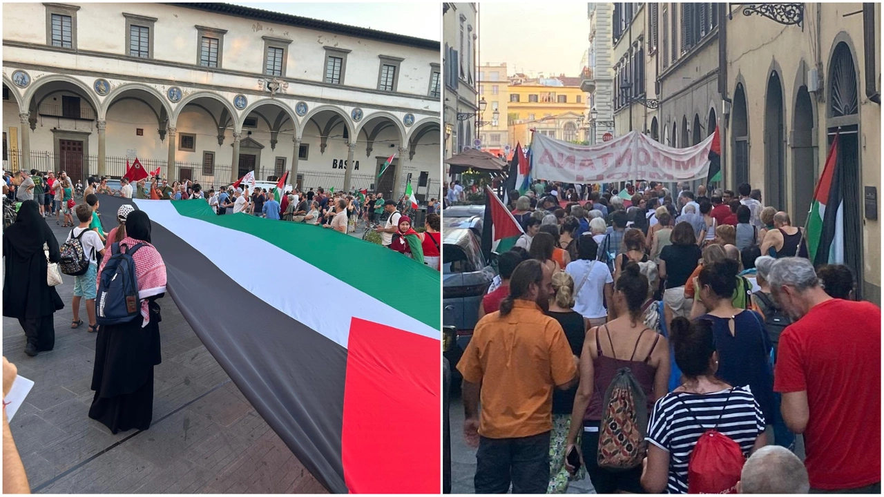 Due momenti della manifestazione per la pace che si è svolta a Firenze nella serata del 1 luglio (Fonte Filctem Cgil nazionale)