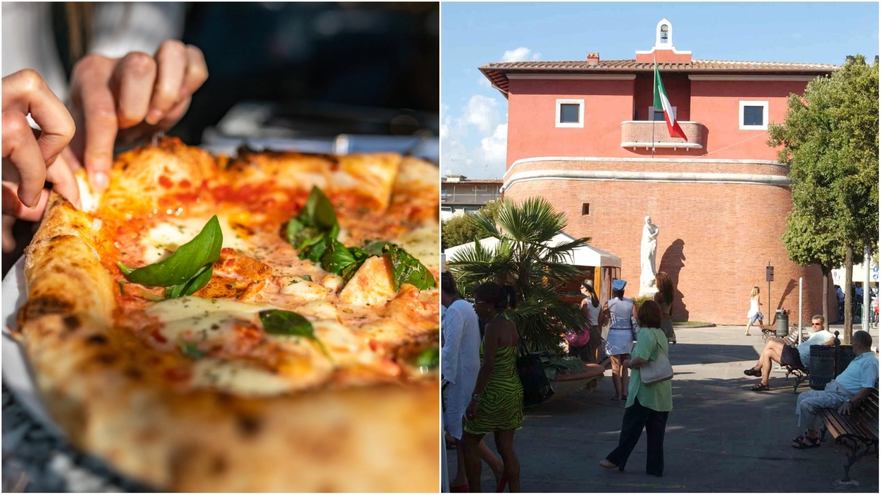 Una pizza e l'iconico forte simbolo di Forte dei Marmi