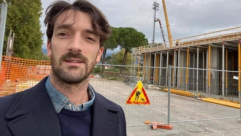 L’allora assessore ai Lavori pubblici Del Carlo al cantiere alcuni mesi fa per i lavori