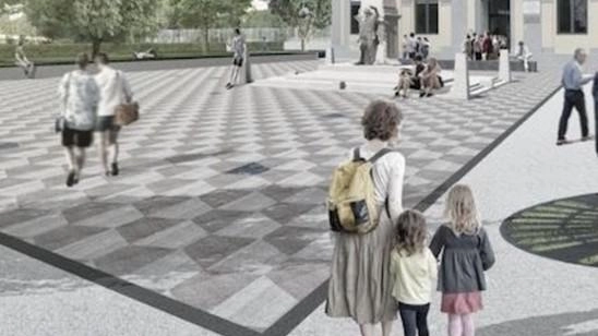 Il rendering di come si presenterà piazza San Michele a Spianate una volta concluso il progetto di rigenerazione urbana promosso dal Comune Il rendering di come si presenterà piazza San Michele a Spianate una volta concluso il progetto di rigenerazione urbana promosso dal Comune
