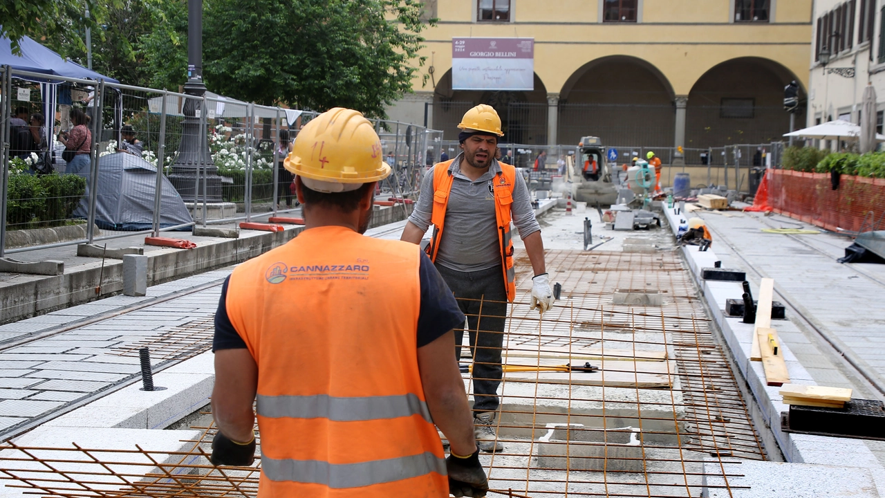 Cantiere in piazza San Marco (foto Marco Mori/New Press Photo) Cantiere in piazza San Marco (foto Marco Mori/New Press Photo)