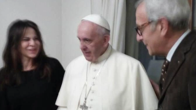 Paolo Vallini e la moglie con il Papa