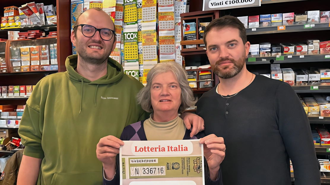 Lorenzo e Luca Leonini con mamma Sandra Bagnerini festeggiano la vincita Lorenzo e Luca Leonini con mamma Sandra Bagnerini festeggiano la vincita