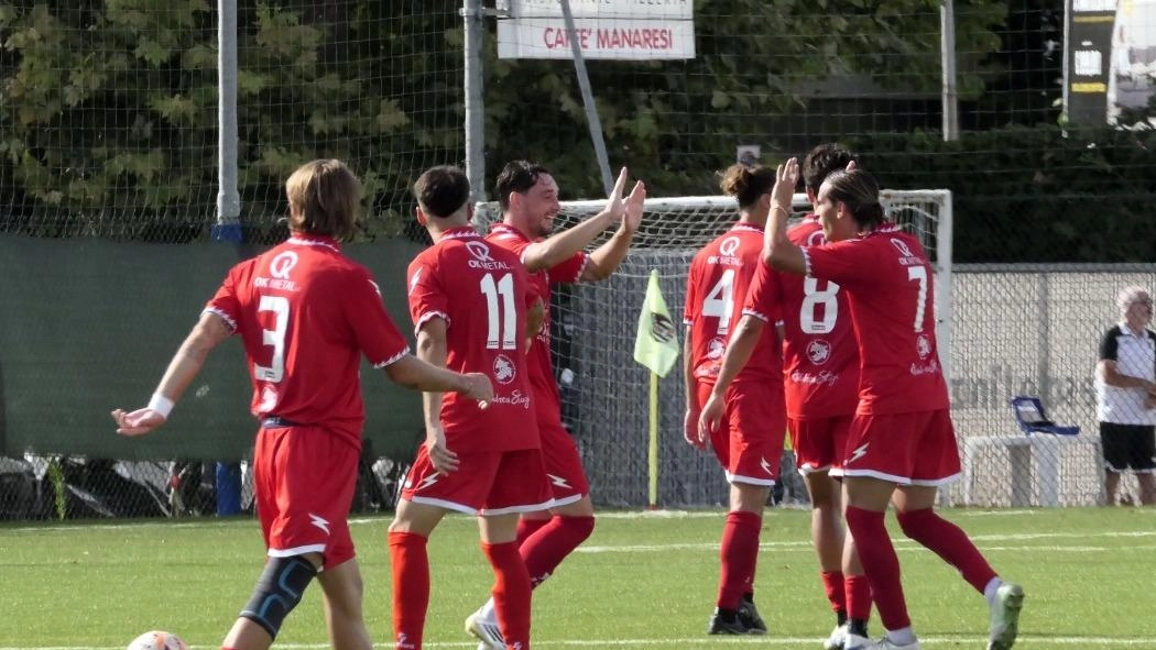 Il Viareggio festeggia dopo uno dei. quattro gol rifilati al Castelnuovo Il Viareggio festeggia dopo uno dei. quattro gol rifilati al Castelnuovo