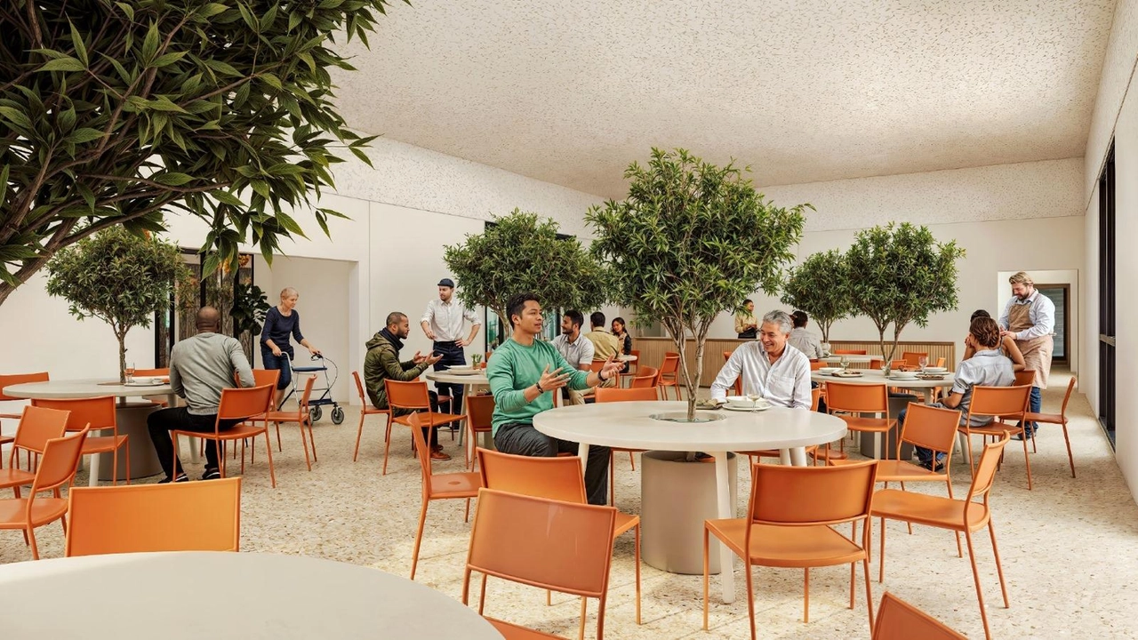 Il rendering degli interni di quella che sarà la nuova mensa Caritas in San Giusto Il rendering degli interni di quella che sarà la nuova mensa Caritas in San Giusto