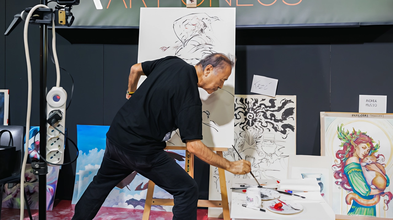 Il maestro Amano all’interno dell’area performance Il maestro Amano all’interno dell’area performance