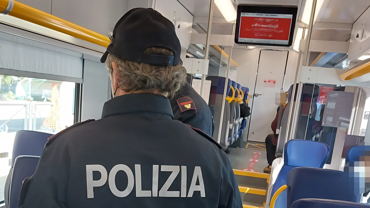 Agenti della Polfer su un treno (foto di repertorio)