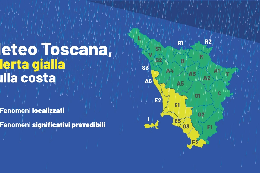 Maltempo in Toscana, allerta gialla su costa e isole