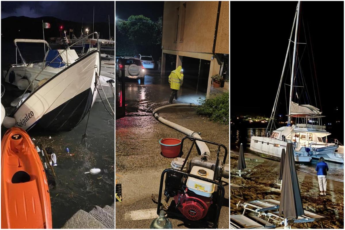 Tempesta attraversa l’Elba: allagamenti, strade interrotte. Catamarano in spiaggia