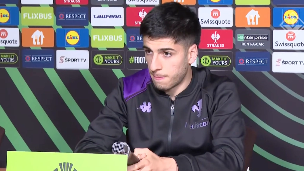 Fabiano Parisi in conferenza stampa alla vigilia di Celje-Fiorentina