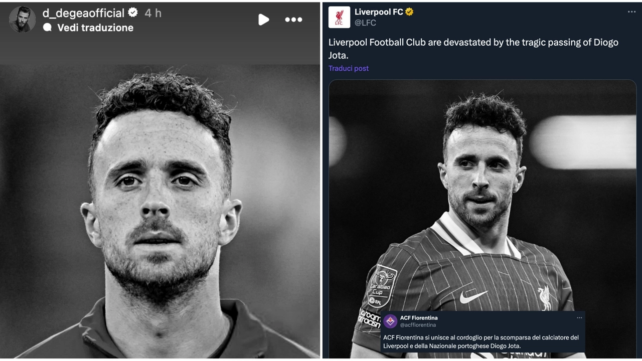 Morte Diogo Jota, De Gea e la Fiorentina si uniscono al cordoglio del mondo del calcio