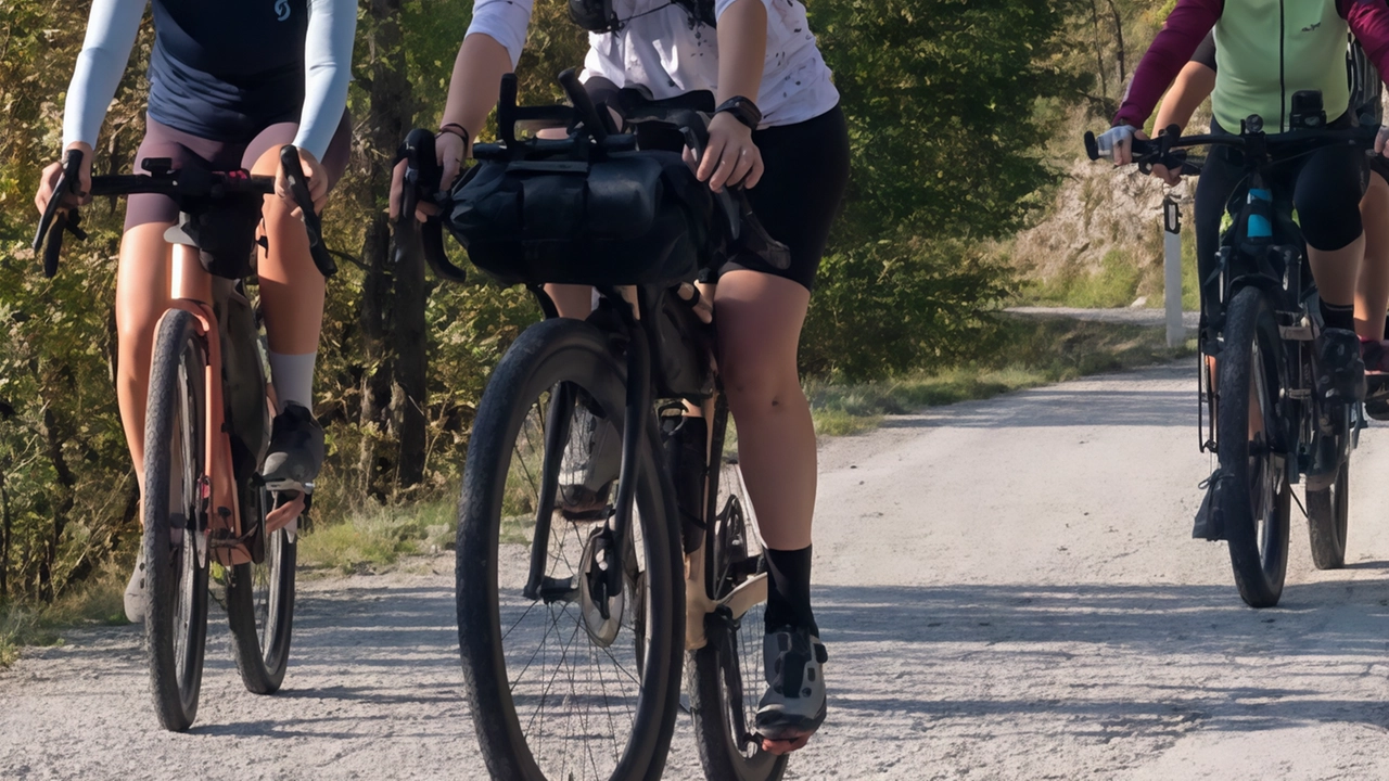 Un gruppo di cicloturisti foto d’archivio