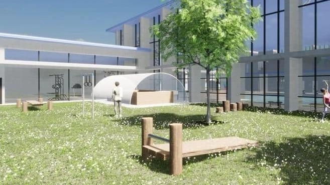 Il rendering del progetto della piscina comunale di Massarosa, ma i lavori non partono, fra le proteste della gente Il rendering del progetto della piscina comunale di Massarosa, ma i lavori non partono, fra le proteste della gente