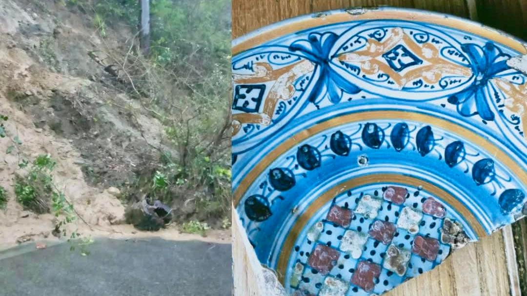 dopo la frana affiora un reperto storico dalla terra spunta un piatto di ceramica del xvi secolo