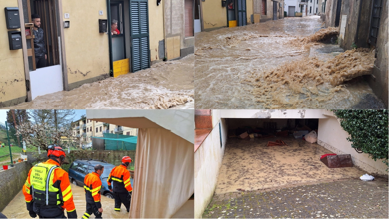 Gli allagamenti in via pian di Grassina nella mattina di venerdì 14 marzo 2025
