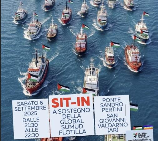 sit in a sostegno della global sumud flotilla