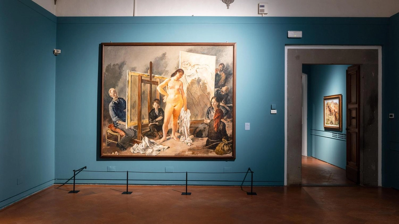 Un particolare del. la mostra su Felice Carena a Palazzo Medici Riccardi dal titolo ’Vivere la pittura’