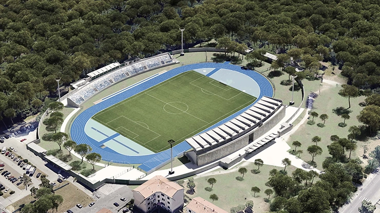 Il rinnovato stadio dei Pini di Viareggio