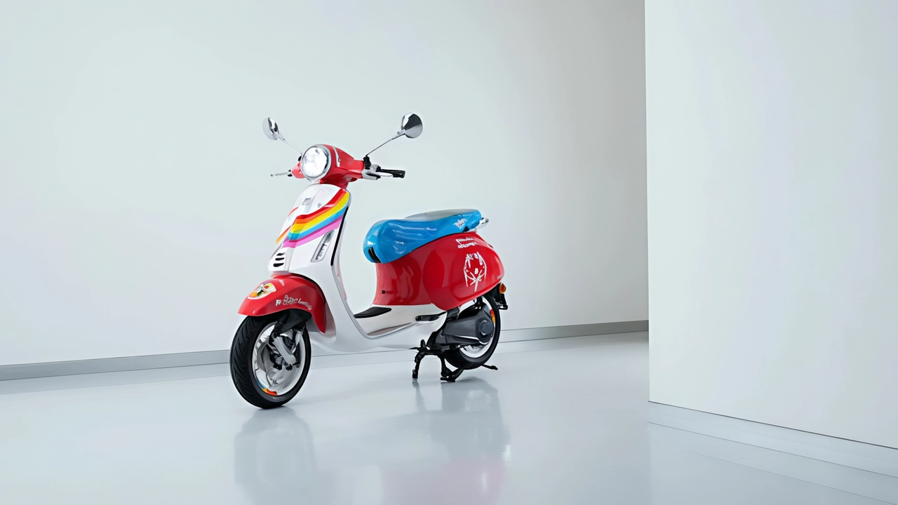 La Vespa Primavera elettrica dipinte a mano e caschi progettati da Urs Fischer e Frank Gehry, e l’atleta di Special Olympics Italia Ilaria “Ghinka“ Bonanni La Vespa Primavera elettrica dipinte a mano e caschi progettati da Urs Fischer e Frank Gehry, e l’atleta di Special Olympics Italia Ilaria “Ghinka“ Bonanni