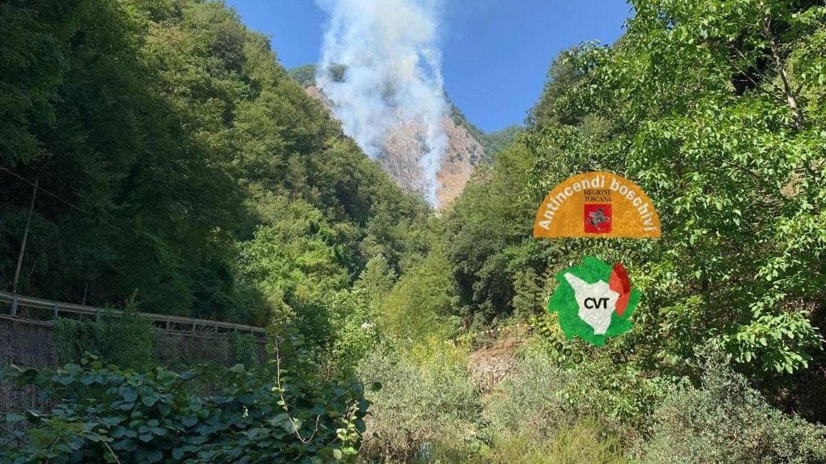 L’incendio è divampato ieri mattina sopra il paese di Colonnata Ad andare a fuoco la vegetazione vicino alla cava di marmo Gioia L’incendio è divampato ieri mattina sopra il paese di Colonnata Ad andare a fuoco la vegetazione vicino alla cava di marmo Gioia