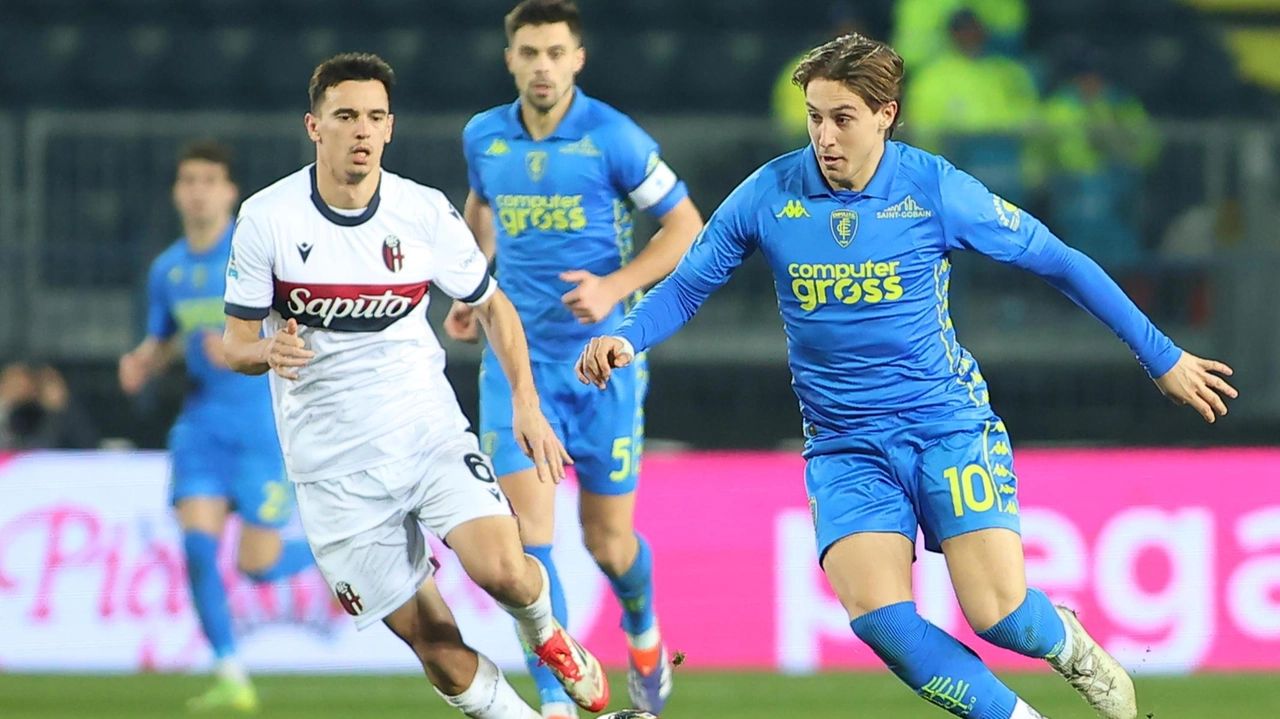 Jacopo Fazzini (a destra), assente per infortunio dalla sfida contro il Bologna Jacopo Fazzini (a destra), assente per infortunio dalla sfida contro il Bologna