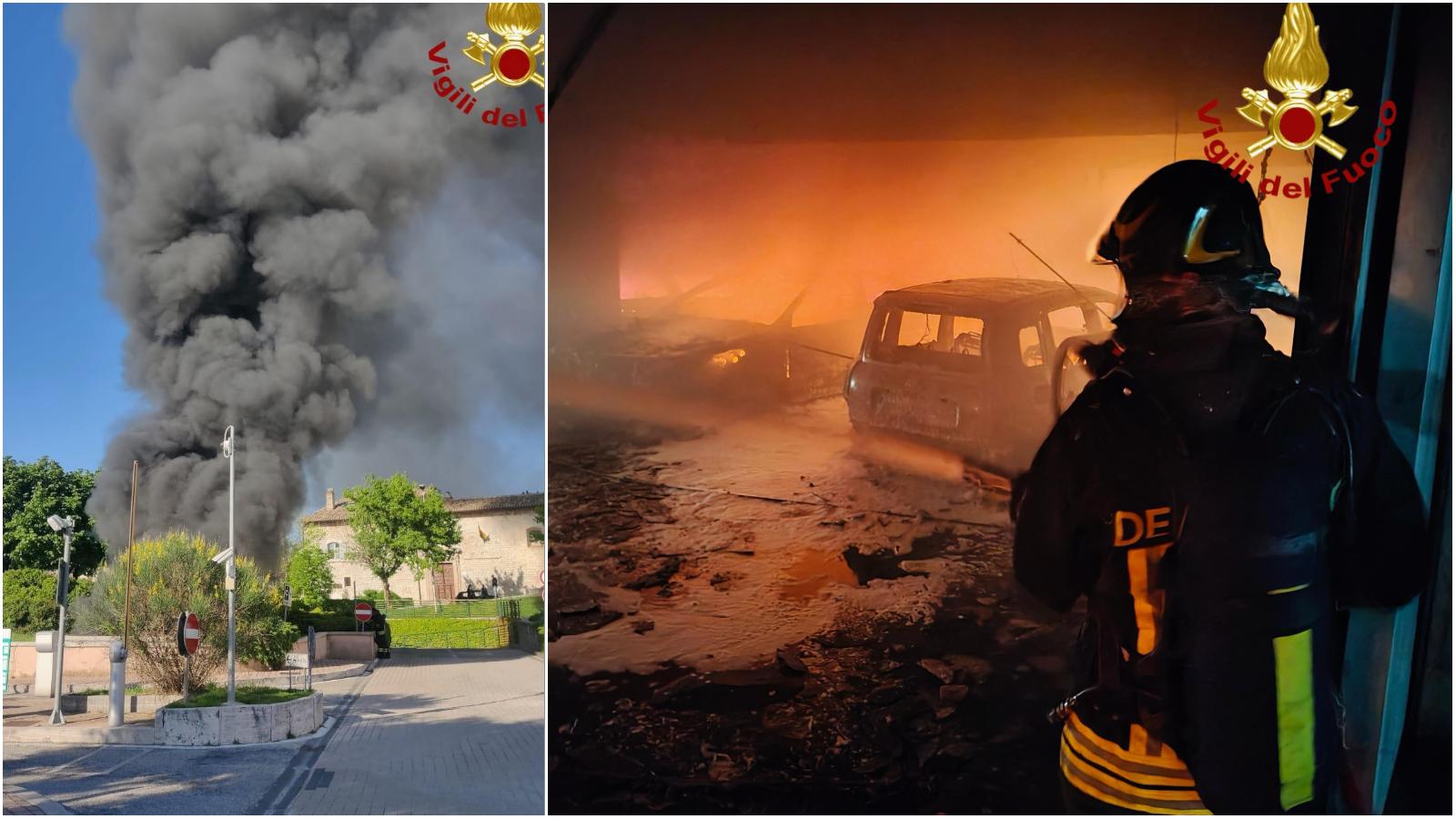 Incendio in parcheggio interrato: Assisi, fiamme e paura, danni a molte auto Incendio in parcheggio interrato: Assisi, fiamme e paura, danni a molte auto