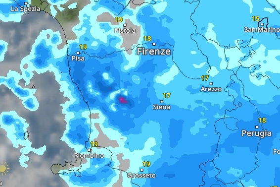 I modelli meteo alle ore 18 di mercoledì 23 ottobre in Toscana (Immagine Meteo&Radar)