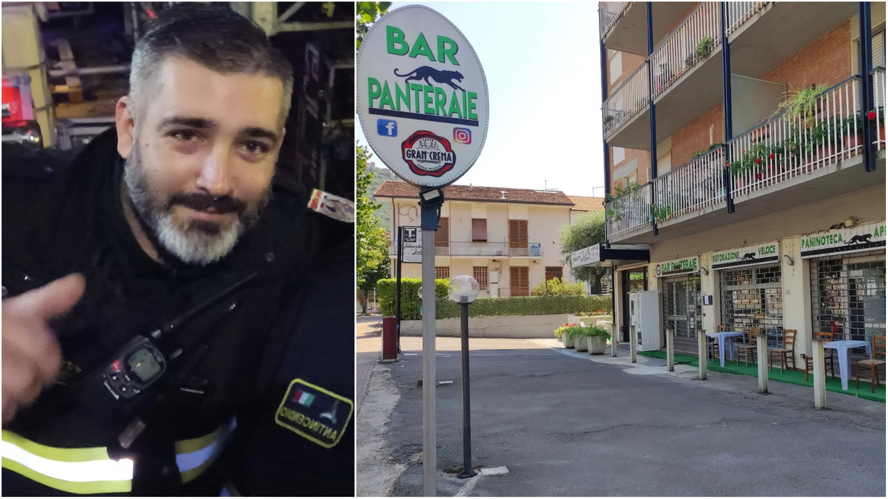 Simone Spinosi e il suo bar Panteraie chiuso per lutto (Foto Goiorani) Simone Spinosi e il suo bar Panteraie chiuso per lutto (Foto Goiorani)