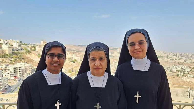 Le tre suore della congregazione delle Minime del Sacro Cuore a Betlemme