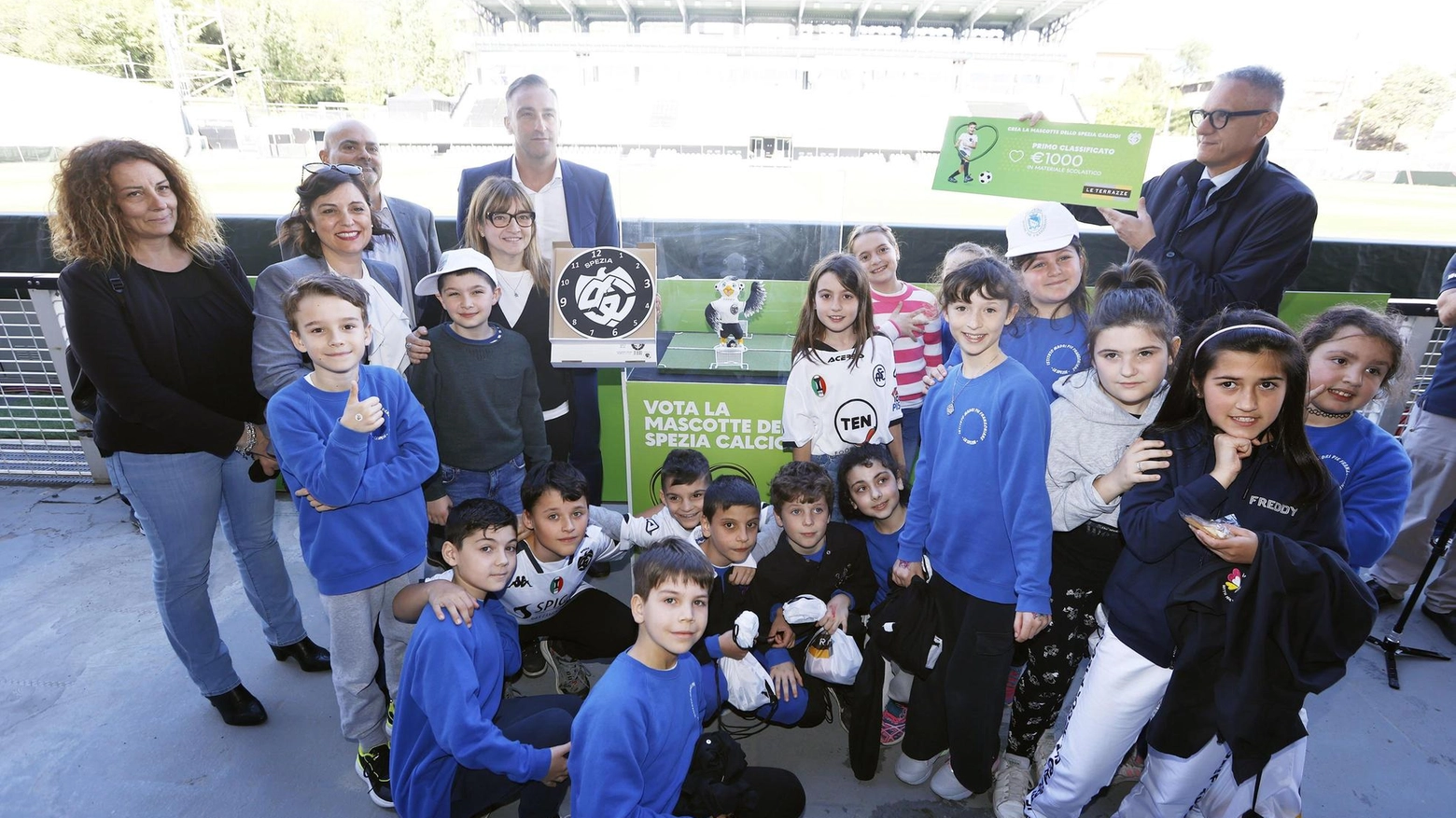 L’iniziativa dello Spezia Calcio in collaborazione col centro Le Terrazze. La premiazione ieri al Picco con la partecipazione di oltre 150 bambini.