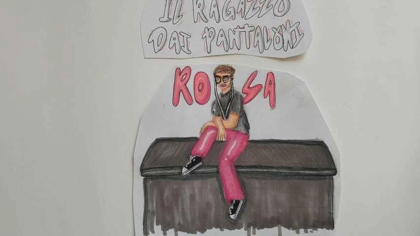 La vignetta degli alunni sulla vicenda del ragazzo dai pantaloni rosa
