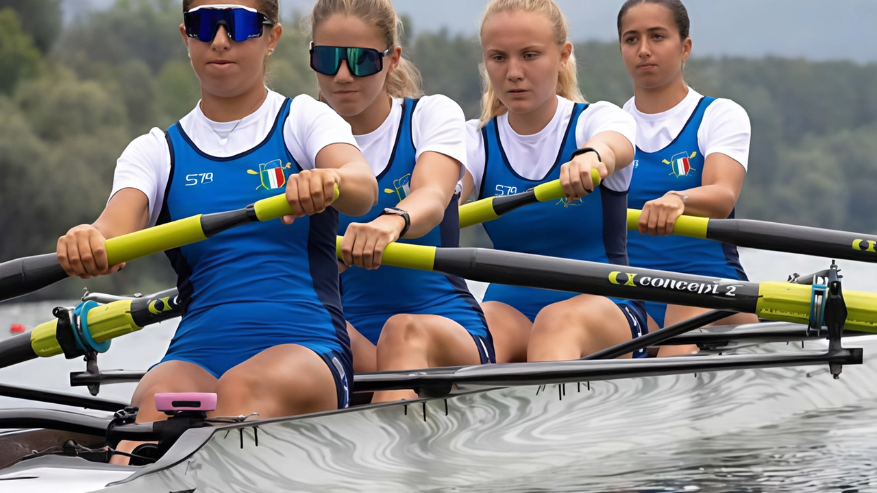 Emma Luchetti e Rebecca Lensi, prima e ultima nell’imbarcazione, sul Quattro senza italiano Emma Luchetti e Rebecca Lensi, prima e ultima nell’imbarcazione, sul Quattro senza italiano