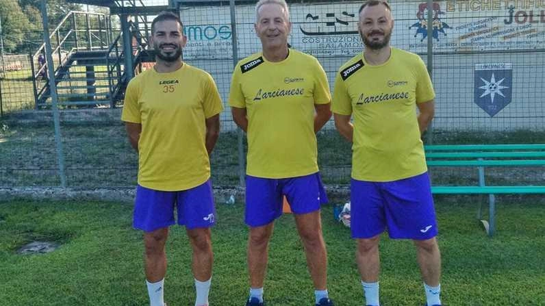 Lo staff tecnico della Larcianese: da sinistra Penta, Cerasa e Civitelli Lo staff tecnico della Larcianese: da sinistra Penta, Cerasa e Civitelli