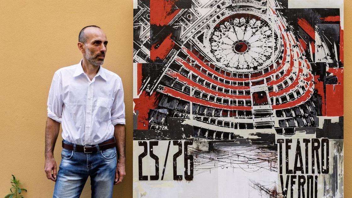 Il manifesto quadro di Barbieri. Esposto al Teatro Verdi di Pisa Il manifesto quadro di Barbieri. Esposto al Teatro Verdi di Pisa