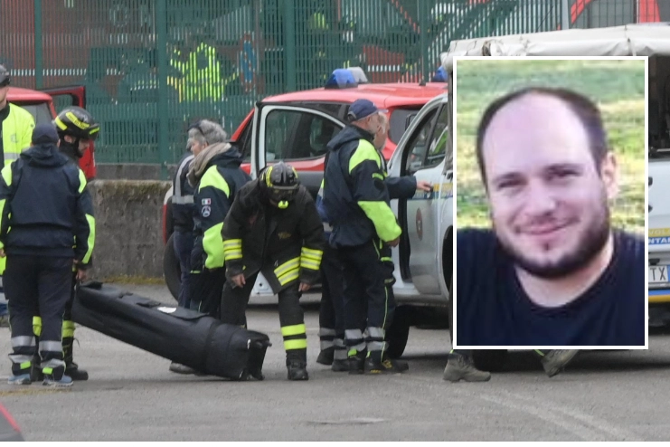 Soccorritori a Suviana e, nel riquadro, Alessandro D'Andrea