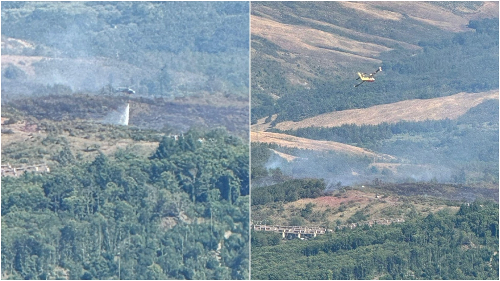 Le fasi di spegnimento dell'incendio nella zona di Abbadia San Salvatore (Foto Massimo Gentili)