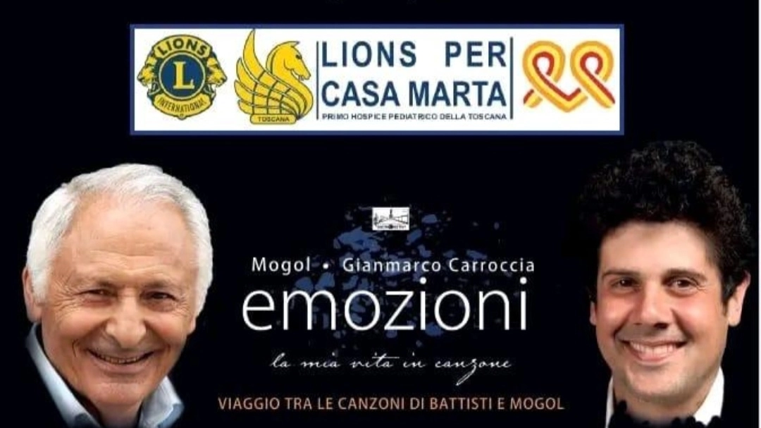 Giovedì 28 marzo al Teatro Cantiere Carrara un viaggio tra le canzoni di Battisti e Mogol che permetterà ai Lions Club della provincia di Firenze per raccogliere fondi a favore della Fondazione Casa Marta