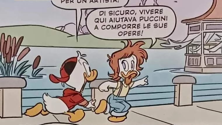 La vignetta ambientata sul Belvedere dove vengono disegnati i vecchi pilastrini La vignetta ambientata sul Belvedere dove vengono disegnati i vecchi pilastrini