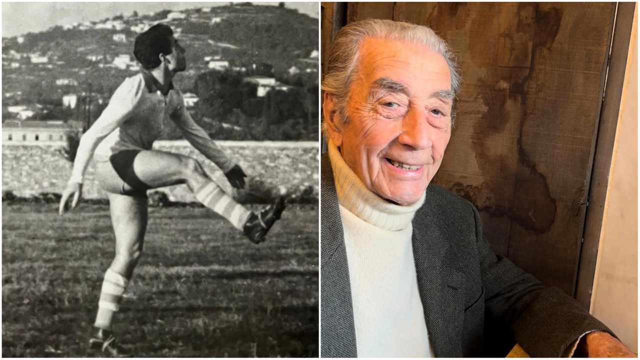 Carlo Tosetti in partita e in una foto recente Carlo Tosetti in partita e in una foto recente