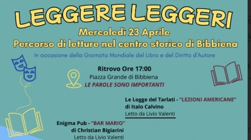 “Leggere leggeri”, un’iniziativa a Bibbiena per la giornata mondiale del libro