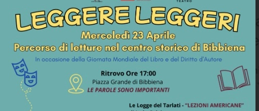 “Leggere leggeri”, un’iniziativa a Bibbiena per la giornata mondiale del libro
