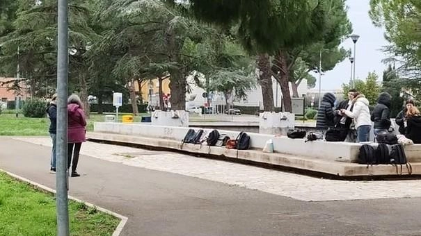 Un momento del lavoro svolto dai liceali direttamente nel parco Oggi alle 10 mostreranno ai cittadini le loro proposte