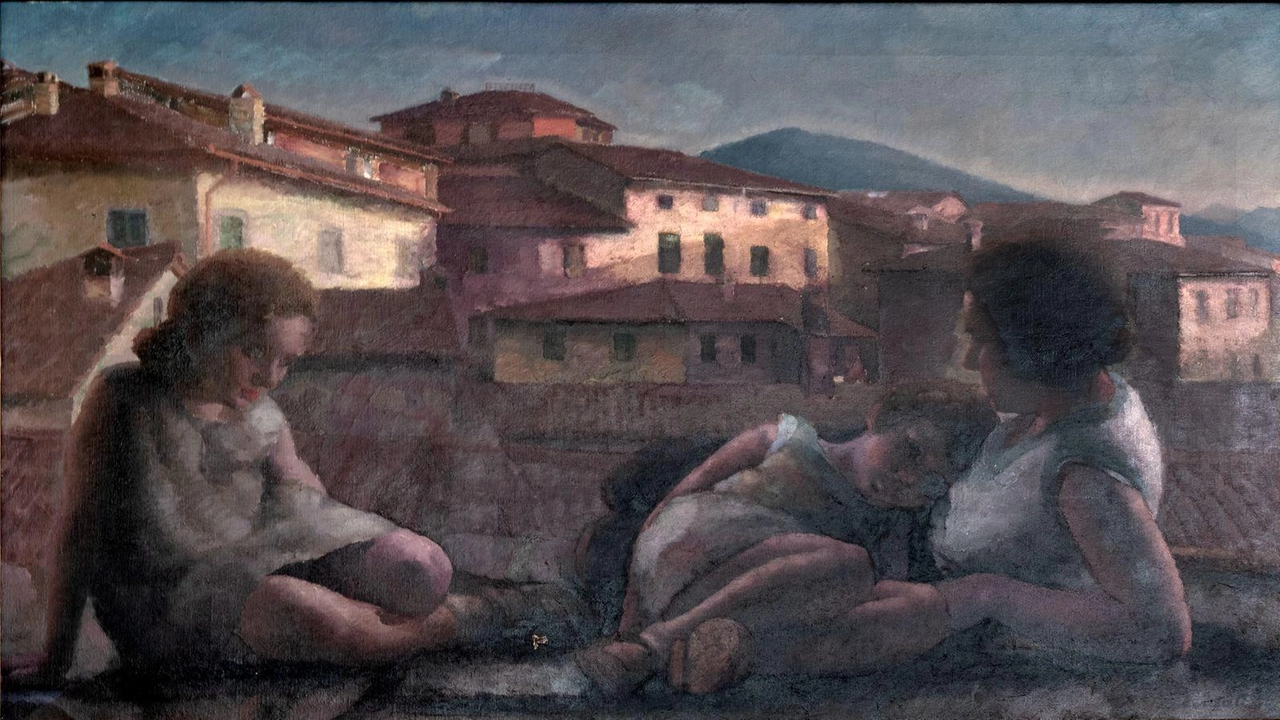 La “Sera barghigiana“ di Bruno Cordati è uno dei 40 dipinti in mostra alle Stanze della Memoria dal giovedì alla domenica con orario 17.30 – 20