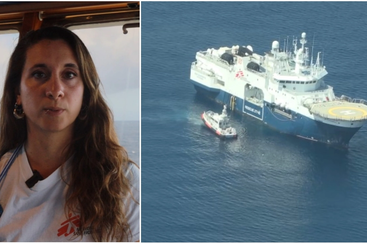La nave in azione e Fulvia Conte, responsabile dei soccorsi di Medici Senza Frontiere