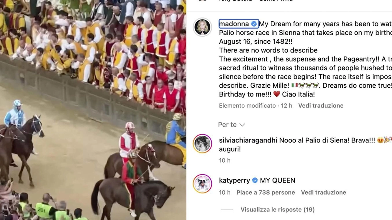 Il post su Instagram di Madonna e l’immagine dei cavalli. dell’Assunta